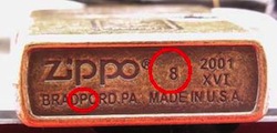 Fake Zippo Bottom Stamp