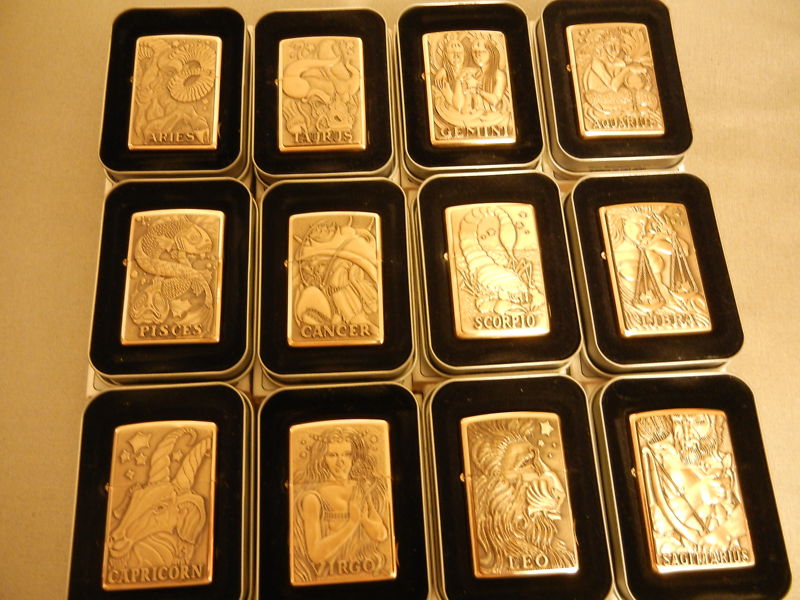 Коллекция из 12 Zippo, знаки зодиака, общий вид